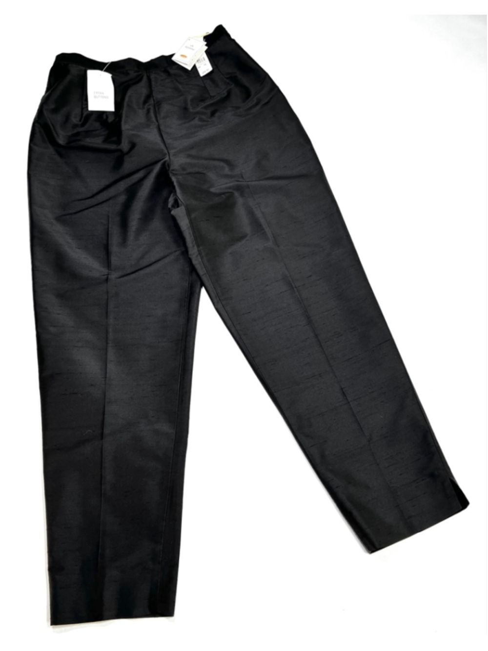 NWT Talbots Womabs Pants Black Silk Shantung Trousers Size 10